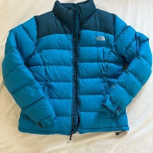 North Face Womens Med Blue Nuptse Puffer Jacket 700 Down Winter Vintage Ski Coat